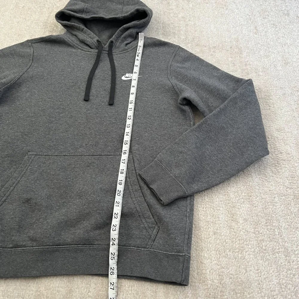Nike Grey Club Fleece Cotton Pullover Hoodie Sweatshirt S